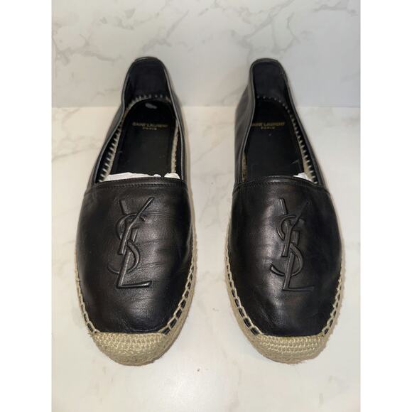 YSL Embossed Logo Leather Espadrilles - Like New - Picture 1 of 4